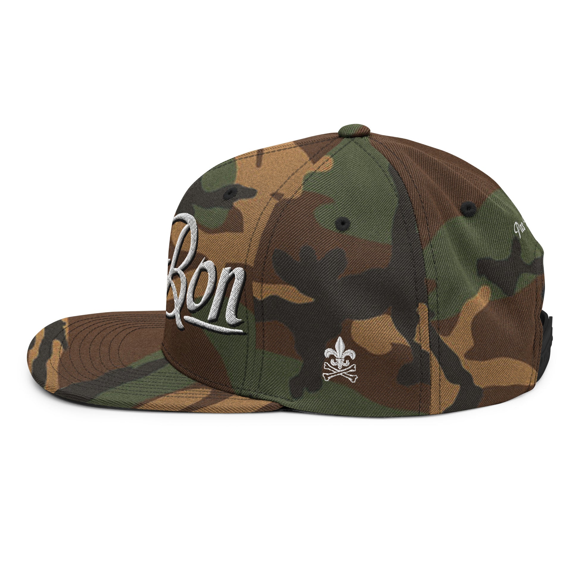 "NO GOOD" Pas Bon Co. Camo Flat Bill Snapback