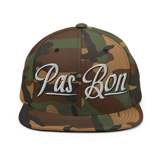 "NO GOOD" Pas Bon Co. Camo Flat Bill Snapback